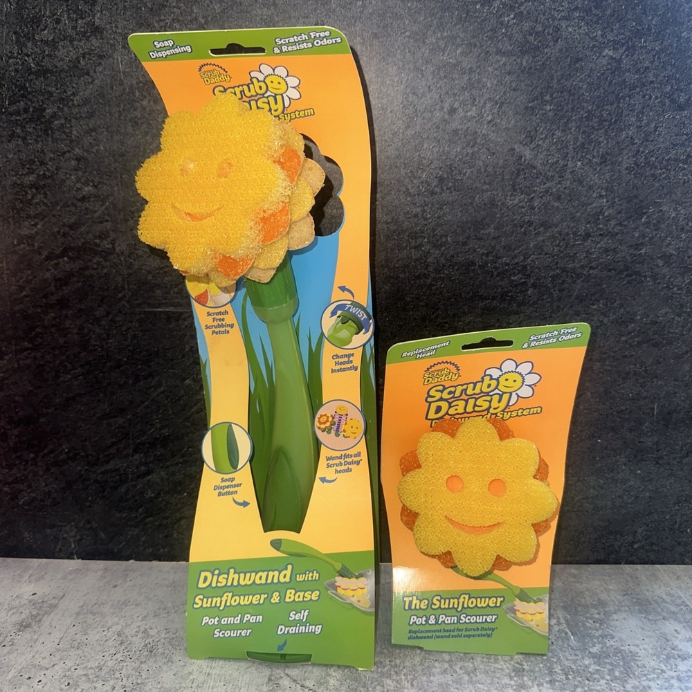 Scrub Daddy Daisy Dishwand System With Sunflower Base New  Rare + Refill